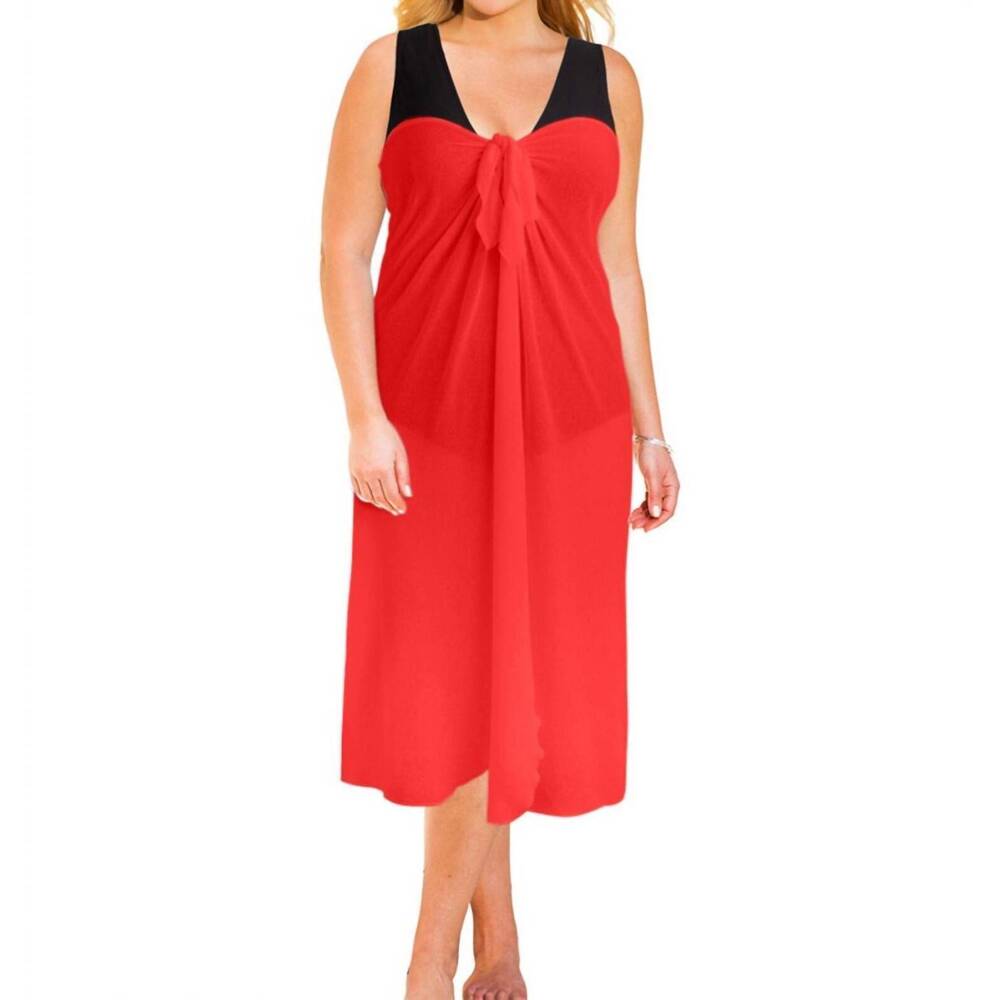 NEW ALWAYS FOR ME sun diva plus size long pareo cover up in papaya